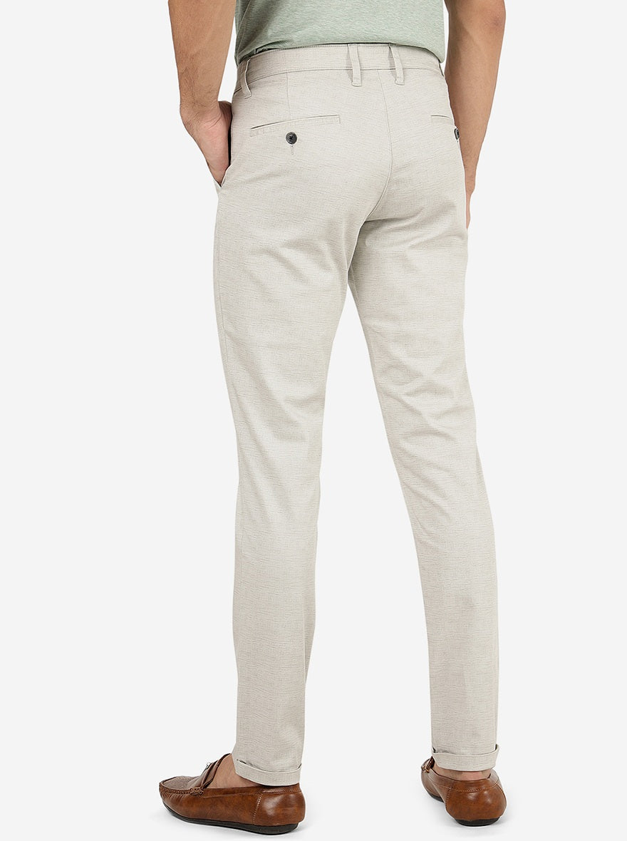 Light Grey Solid Neo Fit Casual Trouser | Greenfibre