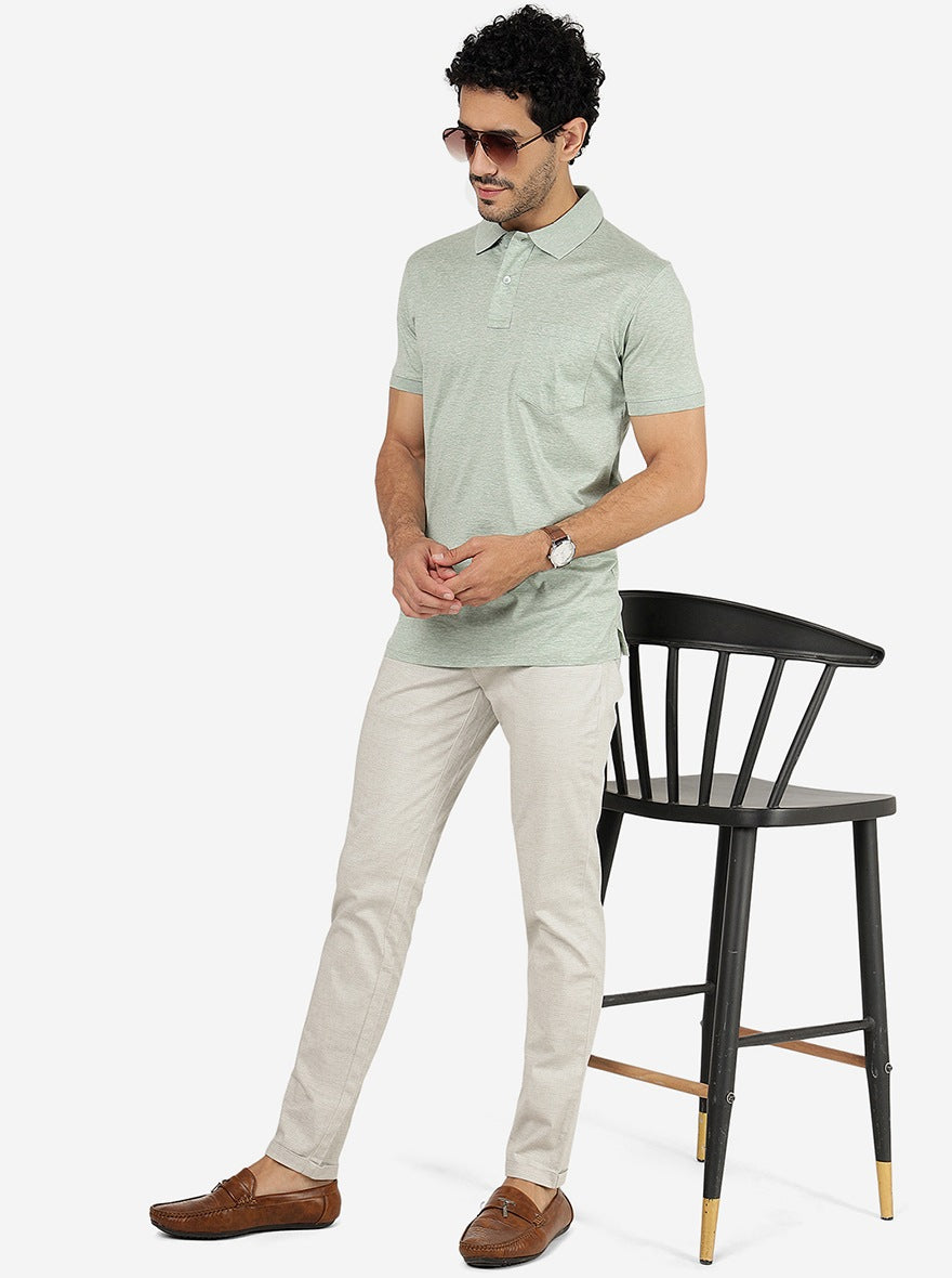 Light Grey Solid Neo Fit Casual Trouser | Greenfibre