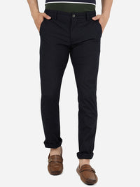 Navy Blue Solid Super Slim Fit Casual Trouser | Greenfibre