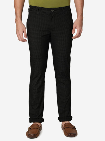 Black Solid Super Slim Fit Casual Trouser | Greenfibre