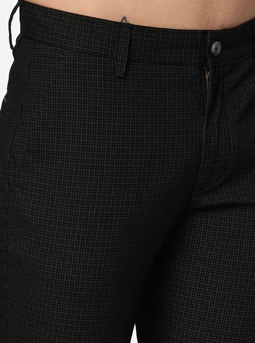 Black Solid Super Slim Fit Casual Trouser | Greenfibre