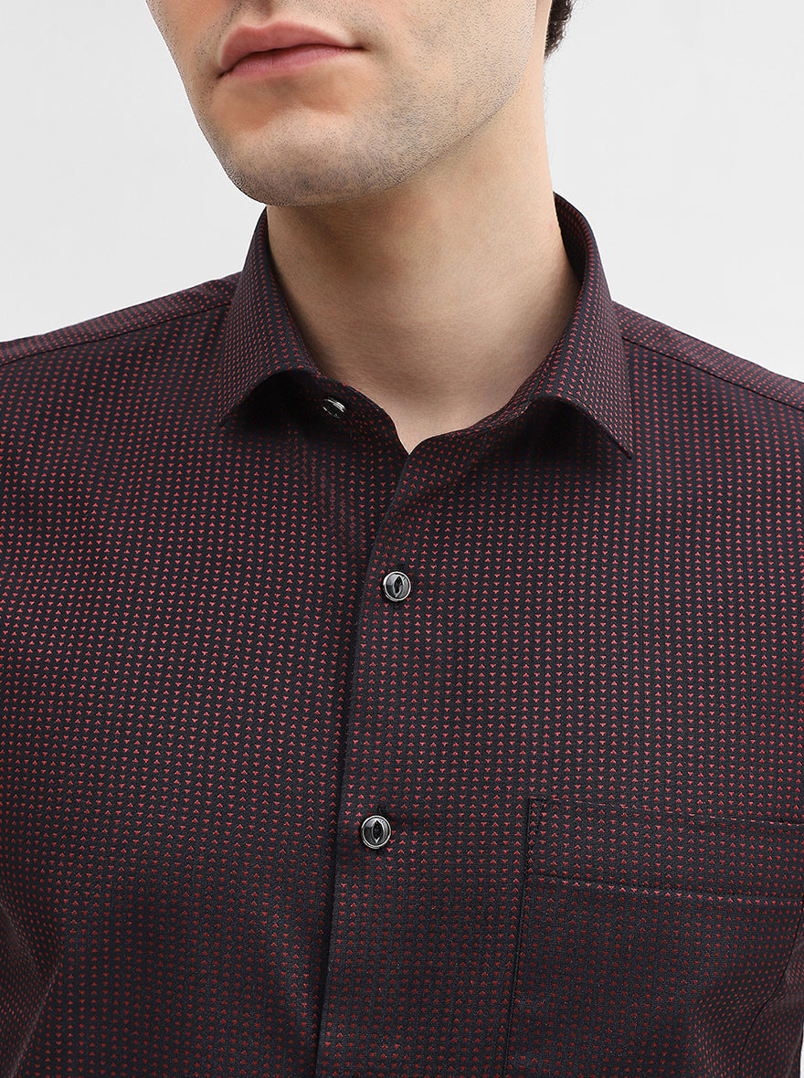 Maroon Printed Slim Fit Party Wear Shirt | Greenfibre