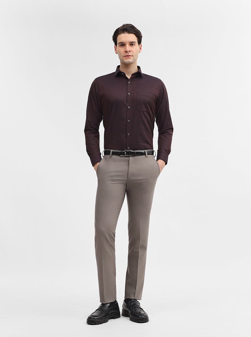 Maroon Printed Slim Fit Party Wear Shirt | Greenfibre