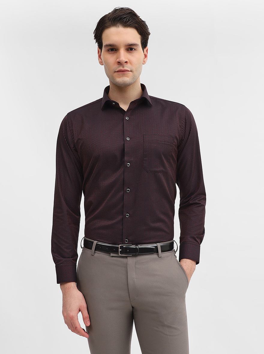 Maroon Printed Slim Fit Party Wear Shirt | Greenfibre