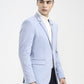 Blue Solid Regular Fit Blazer | Greenfibre