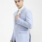 Blue Solid Regular Fit Blazer | Greenfibre