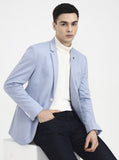 Blue Solid Regular Fit Blazer | Greenfibre