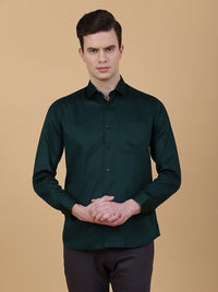 Green Solid Slim Fit Party Wear Shirt | Greenfibre