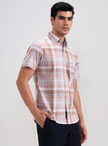 Brown Checked Slim Fit Casual Shirt | Greenfibre