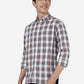 Aurora Red Checked Slim Fit Casual Shirt | Greenfibre