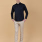 Navy Blue Solid Slim Fit Party Wear Shirt | Greenfibre