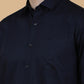 Navy Blue Solid Slim Fit Party Wear Shirt | Greenfibre