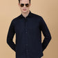 Navy Blue Solid Slim Fit Party Wear Shirt | Greenfibre