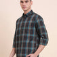Green Checked Slim Fit Casual Shirt | Greenfibre