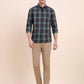 Green Checked Slim Fit Casual Shirt | Greenfibre