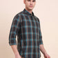 Green Checked Slim Fit Casual Shirt | Greenfibre