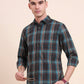 Green Checked Slim Fit Casual Shirt | Greenfibre
