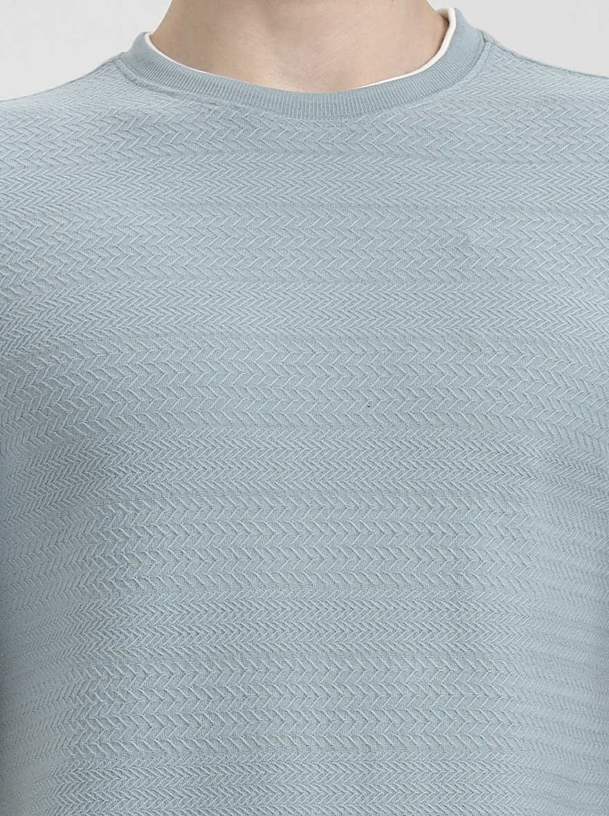 Mint Green Solid Slim Fit T-Shirt | Greenfibre