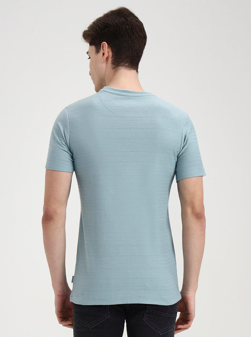 Mint Green Solid Slim Fit T-Shirt | Greenfibre