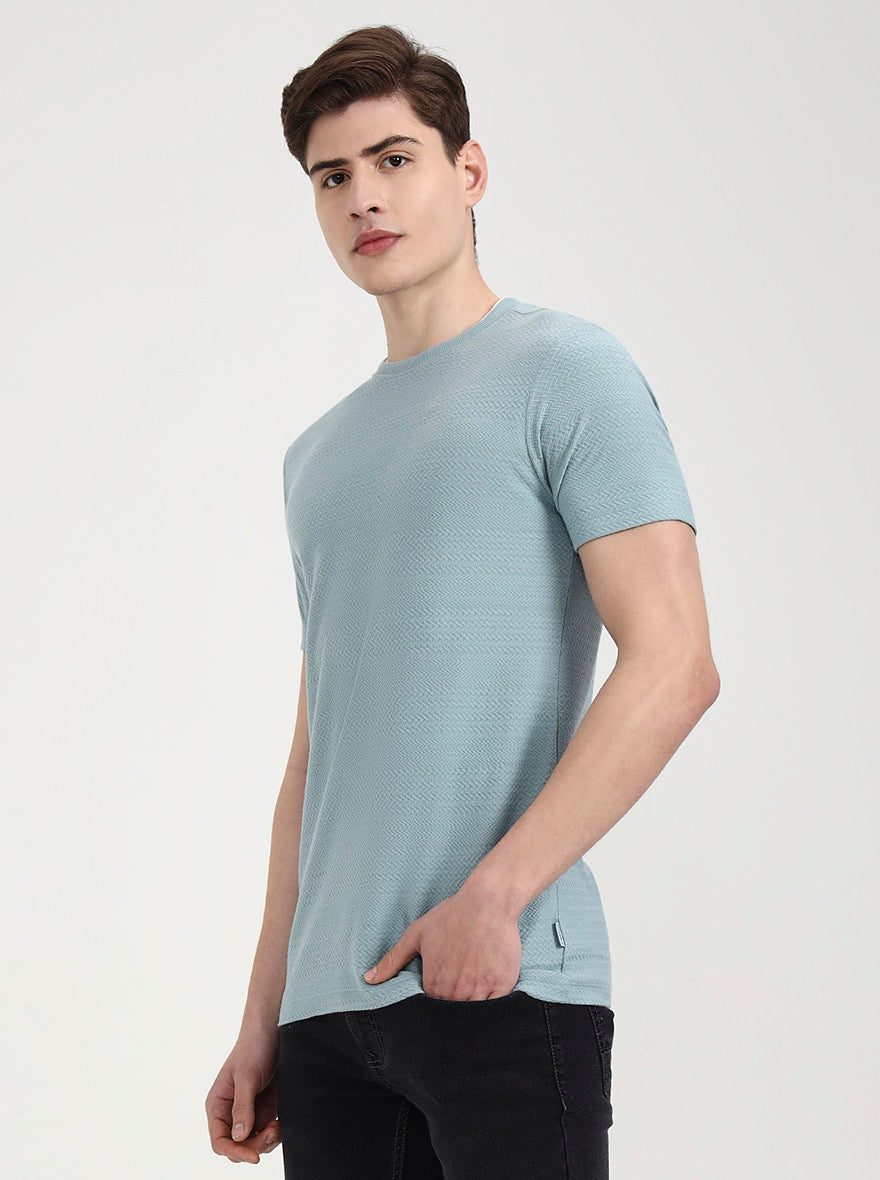 Mint Green Solid Slim Fit T-Shirt | Greenfibre