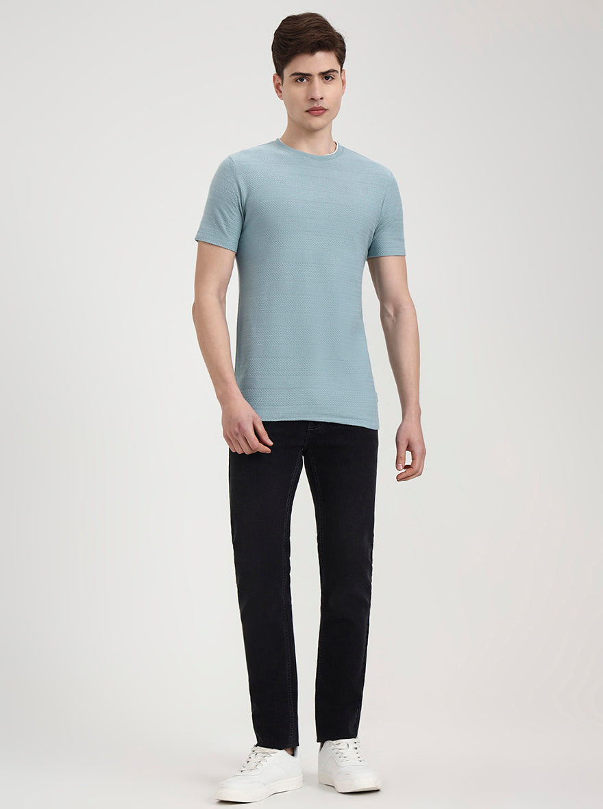 Mint Green Solid Slim Fit T-Shirt | Greenfibre