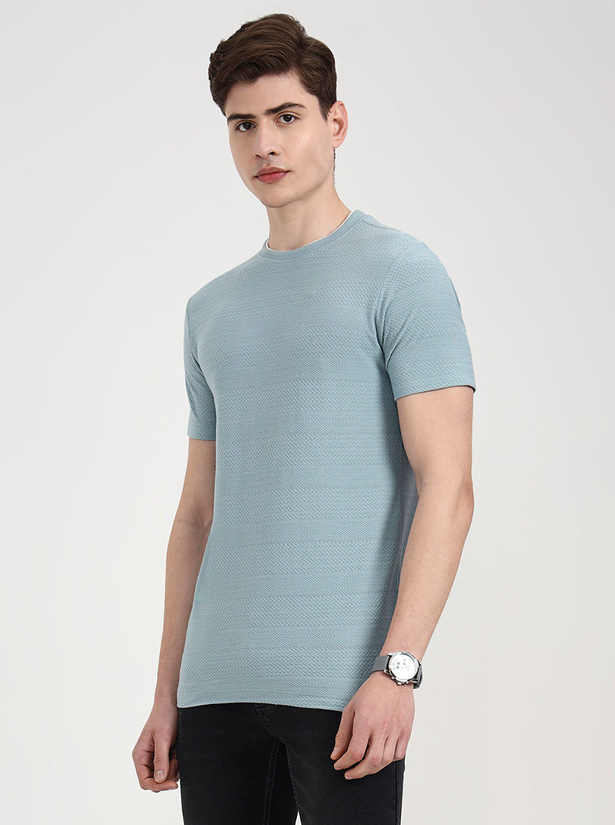 Mint Green Solid Slim Fit T-Shirt | Greenfibre