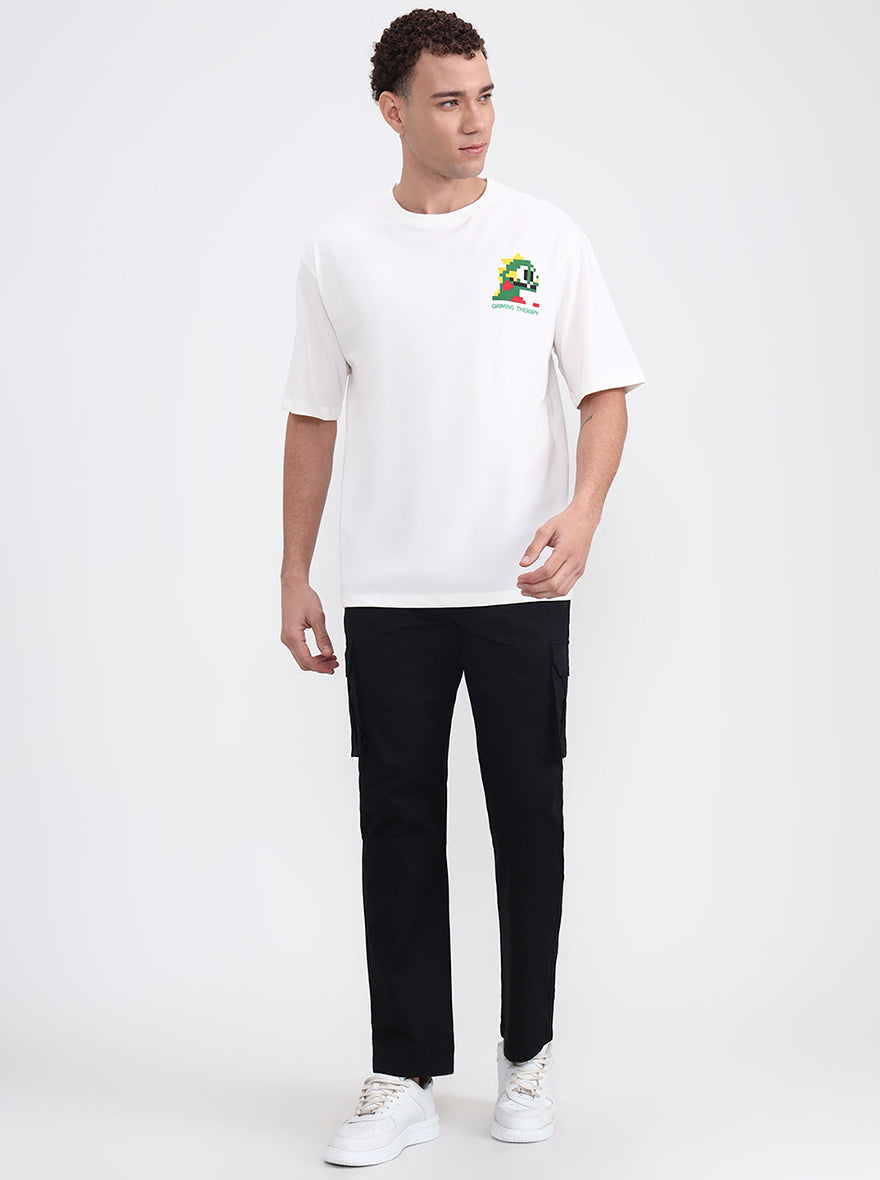 Black Solid Slim Fit Cargo Pant | Greenfibre