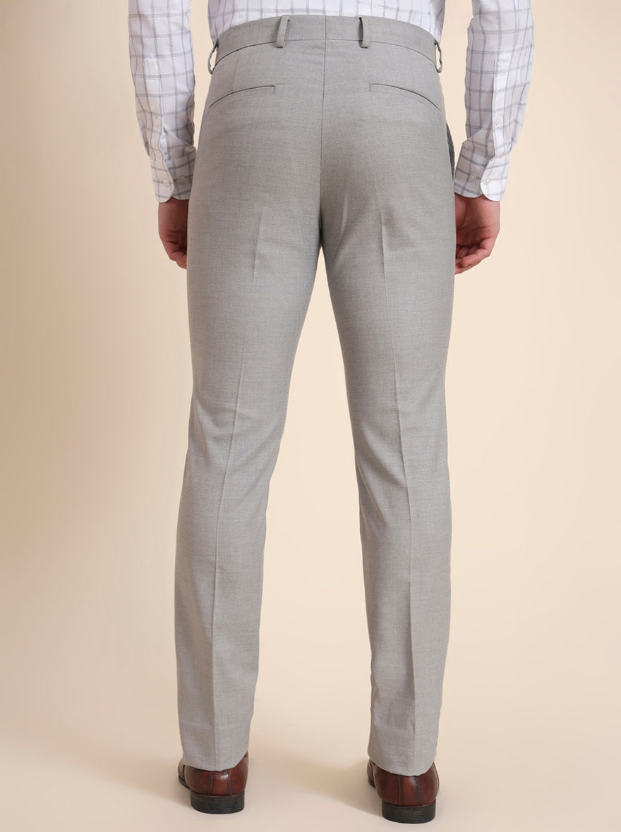 Grey Solid Slim Fit Formal Trouser | Greenfibre