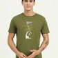 Olive Green Printed Slim Fit T-Shirt | Greenfibre