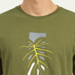 Olive Green Printed Slim Fit T-Shirt | Greenfibre