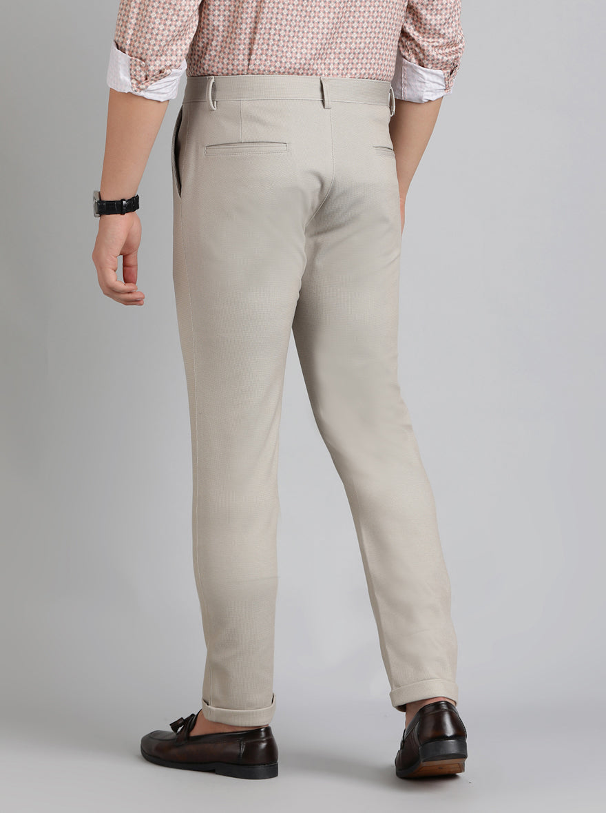 Beige Solid Slim Fit Club Wear Trouser | JB Studio