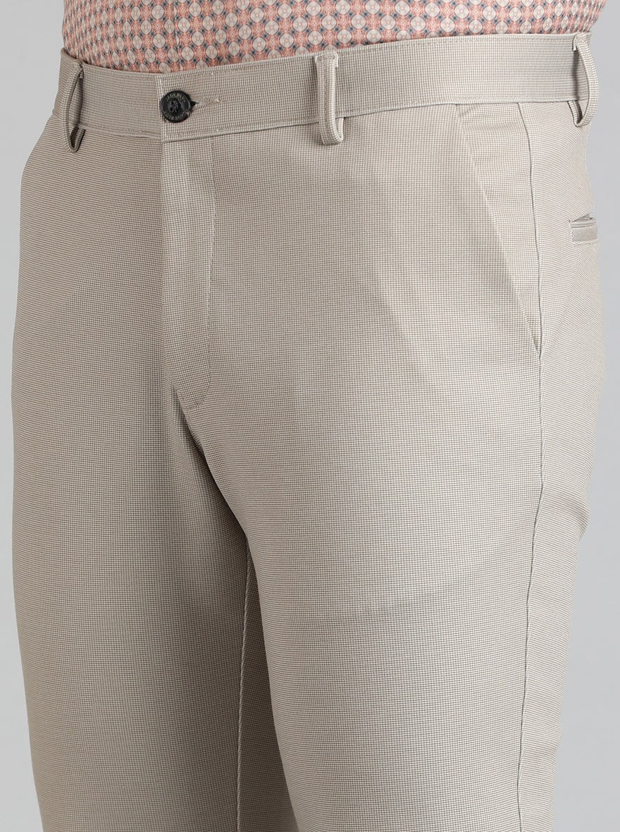 Beige Solid Slim Fit Club Wear Trouser | JB Studio