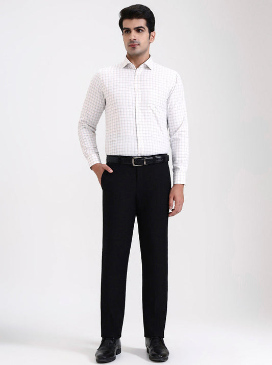 White Checked Slim Fit Formal Shirt | Greenfibre