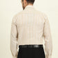 Beige & White Striped Regular Fit Formal Shirt | JadeBlue