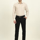 Beige & White Striped Regular Fit Formal Shirt | JadeBlue