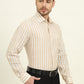 Beige & White Striped Regular Fit Formal Shirt | JadeBlue