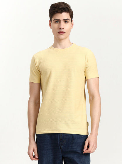 Yellow Solid Slim Fit T-Shirt | Greenfibre