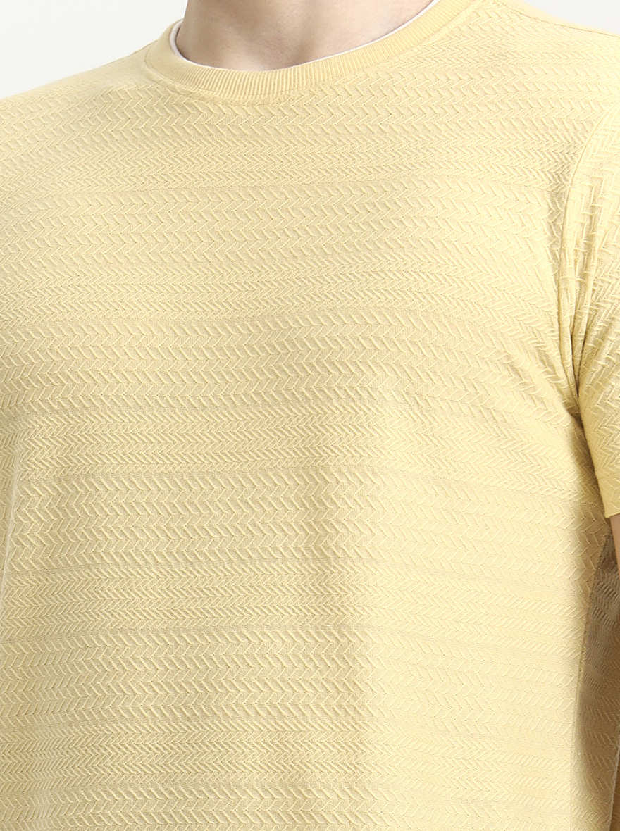 Yellow Solid Slim Fit T-Shirt | Greenfibre