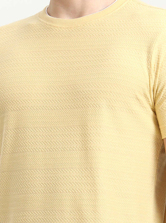Yellow Solid Slim Fit T-Shirt | Greenfibre