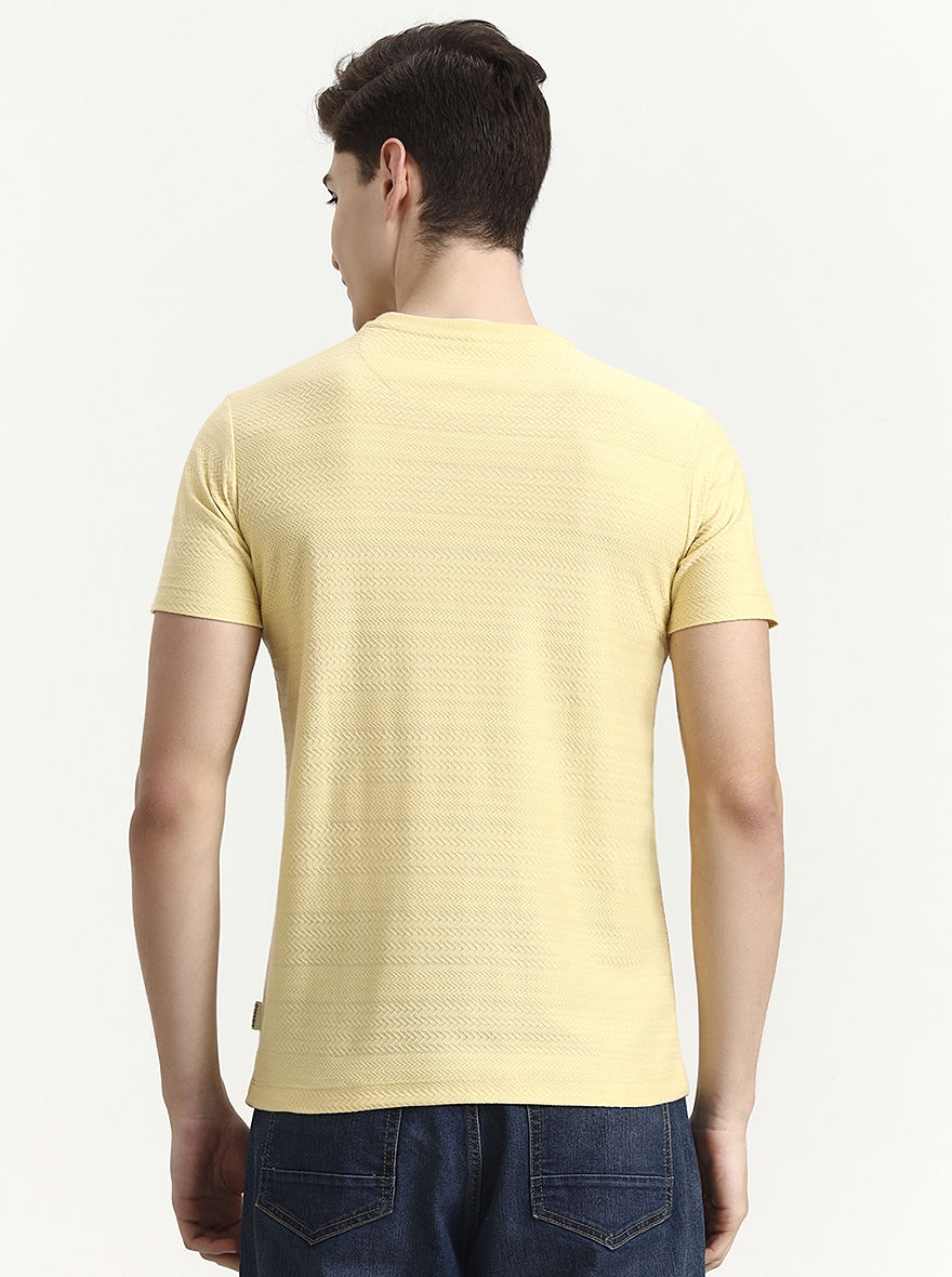 Yellow Solid Slim Fit T-Shirt | Greenfibre