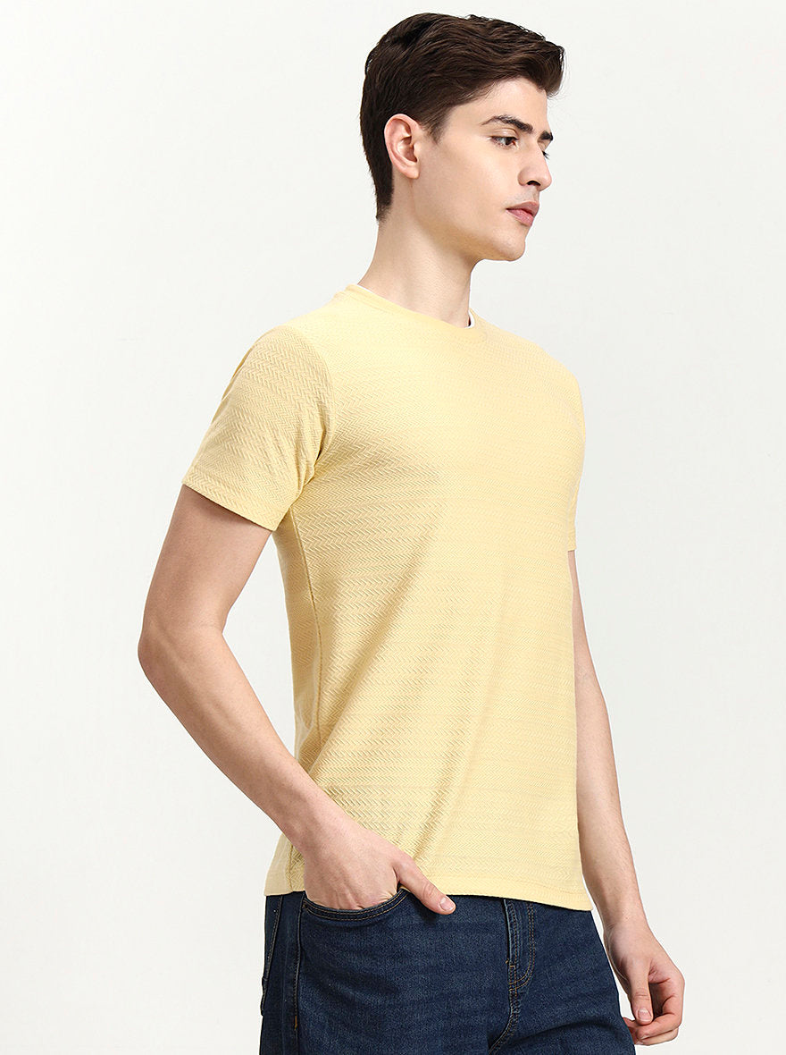 Yellow Solid Slim Fit T-Shirt | Greenfibre