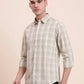 Light Green Checked Slim Fit Casual Shirt | Greenfibre