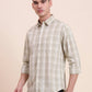 Light Green Checked Slim Fit Casual Shirt | Greenfibre