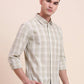 Light Green Checked Slim Fit Casual Shirt | Greenfibre