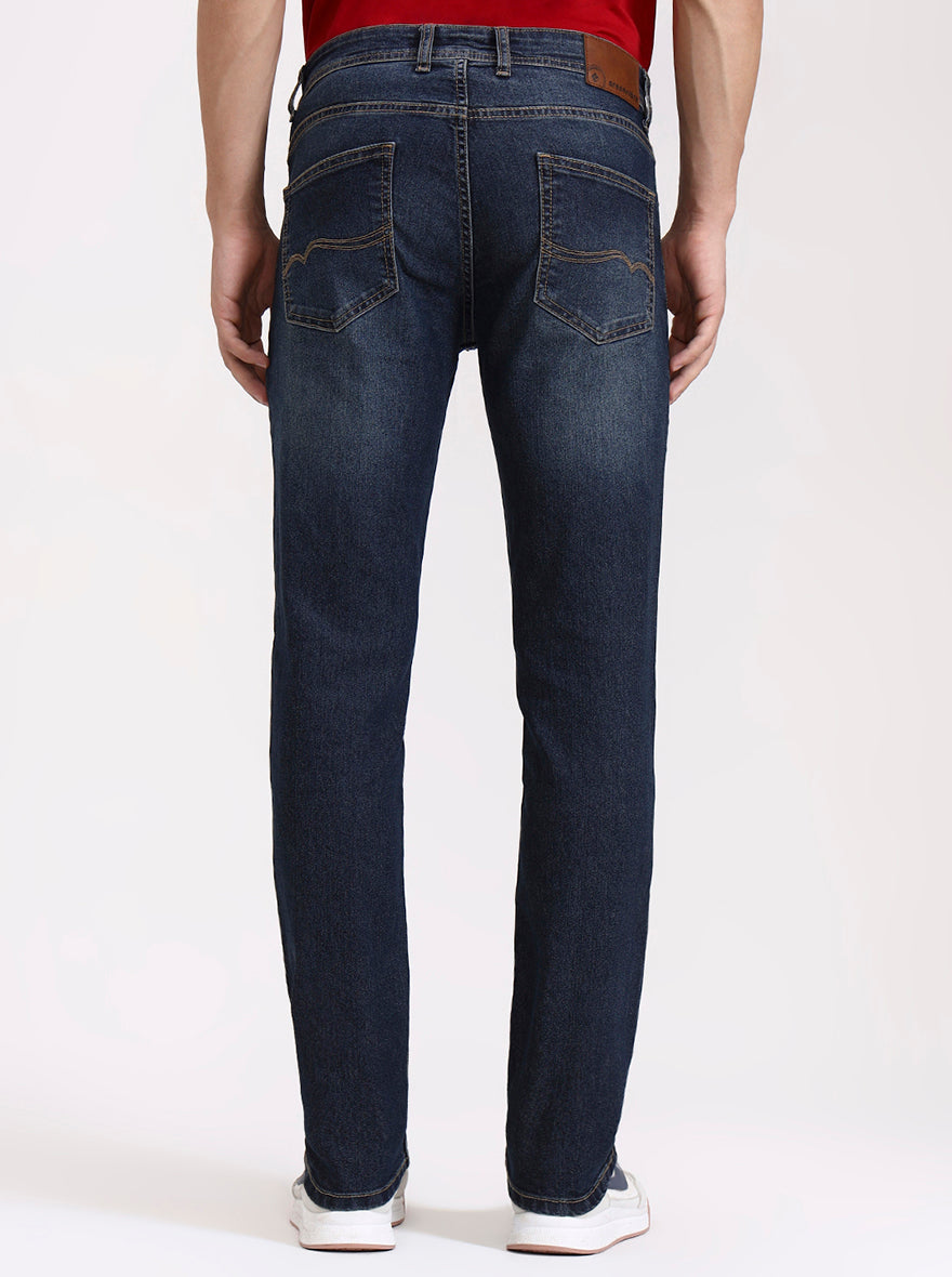Indigo Blue Washed Straight Fit Jeans | Greenfibre