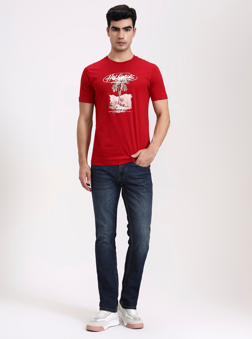 Indigo Blue Washed Straight Fit Jeans | Greenfibre