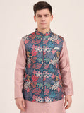 Multicolor Printed Regular Fit Bandhgala Jacket | JB Studio