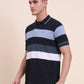 Blue & White Striped Slim Fit Polo T-Shirt | Greenfibre
