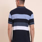 Blue & White Striped Slim Fit Polo T-Shirt | Greenfibre