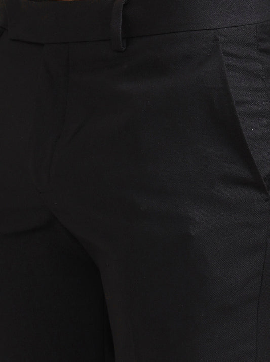 Black Solid Slim Fit Formal Trouser | Greenfibre